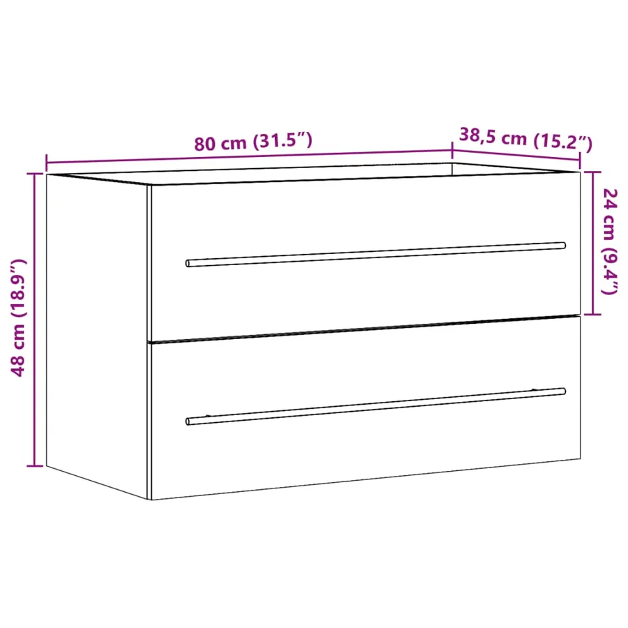 Armoire de lavabo vieux bois 80x38,5x48 cm bois d'ingénierie - 11