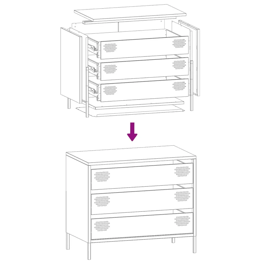 Buffet anthracite 68x39x58,5 cm acier laminé à froid - 11