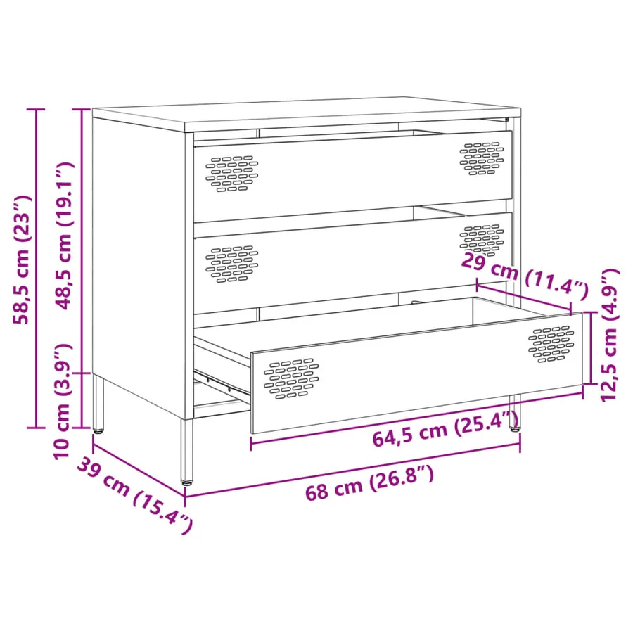 Buffet anthracite 68x39x58,5 cm acier laminé à froid - 13