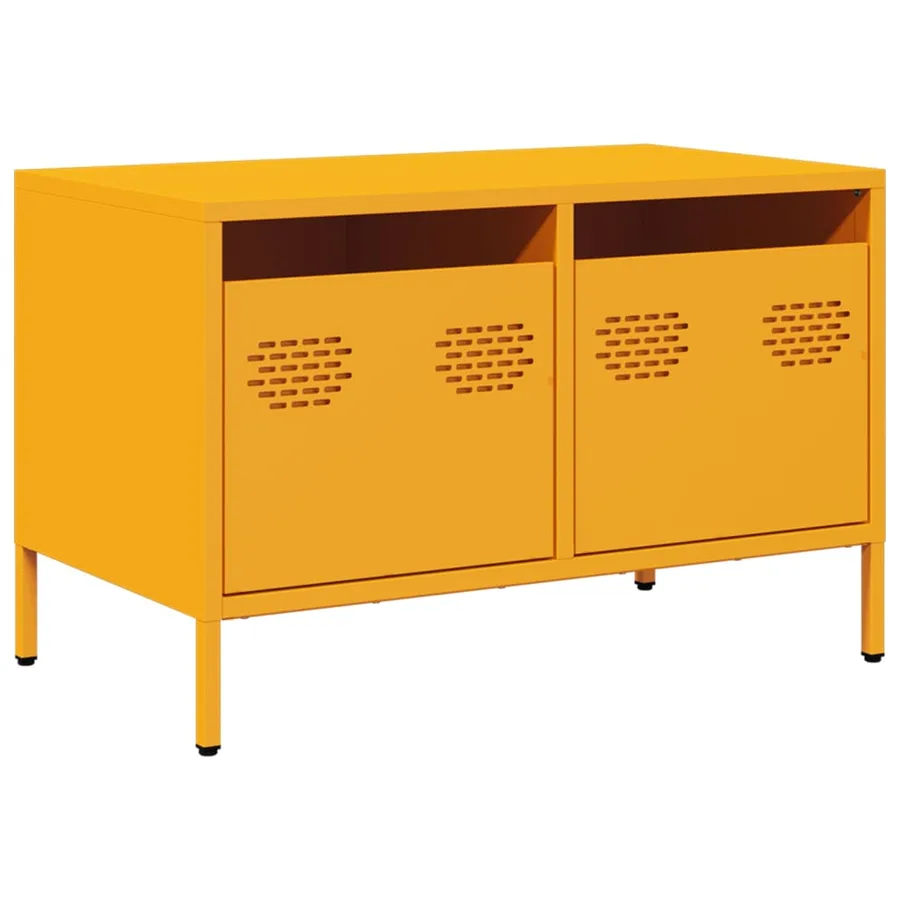 Meuble TV jaune moutarde 68x39x43,5 cm acier laminé à froid - 2