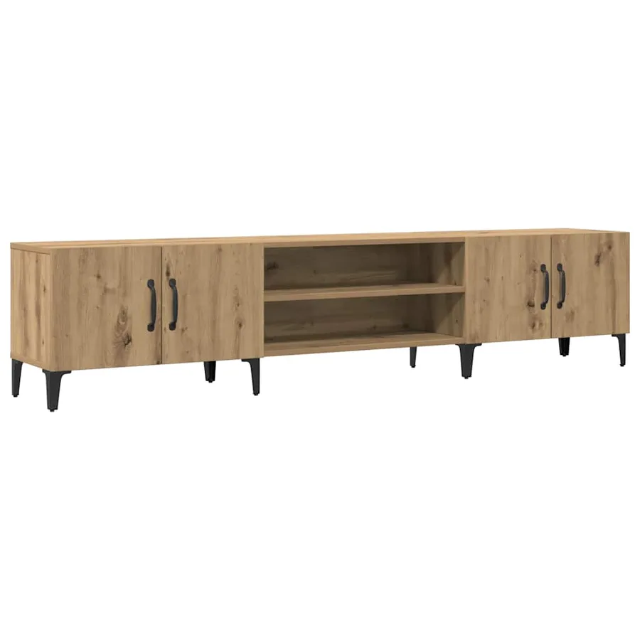 Meuble TV chêne artisanal 180x31,5x40 cm bois d'ingénierie - 2