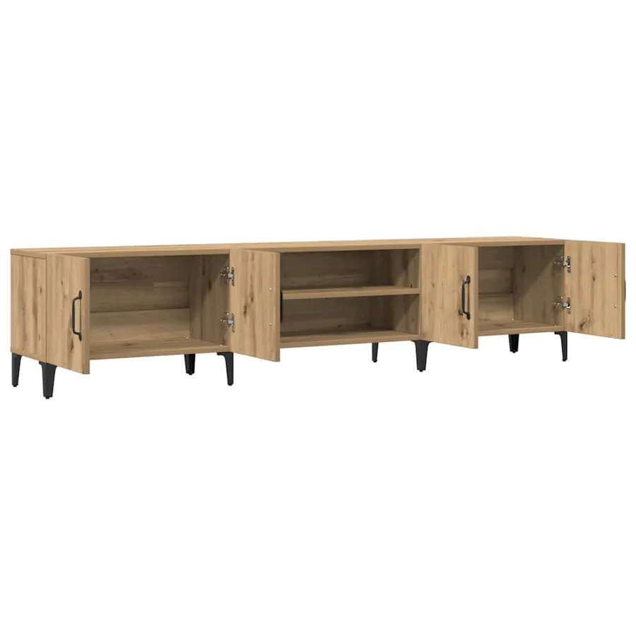 Meuble TV chêne artisanal 180x31,5x40 cm bois d'ingénierie - 5