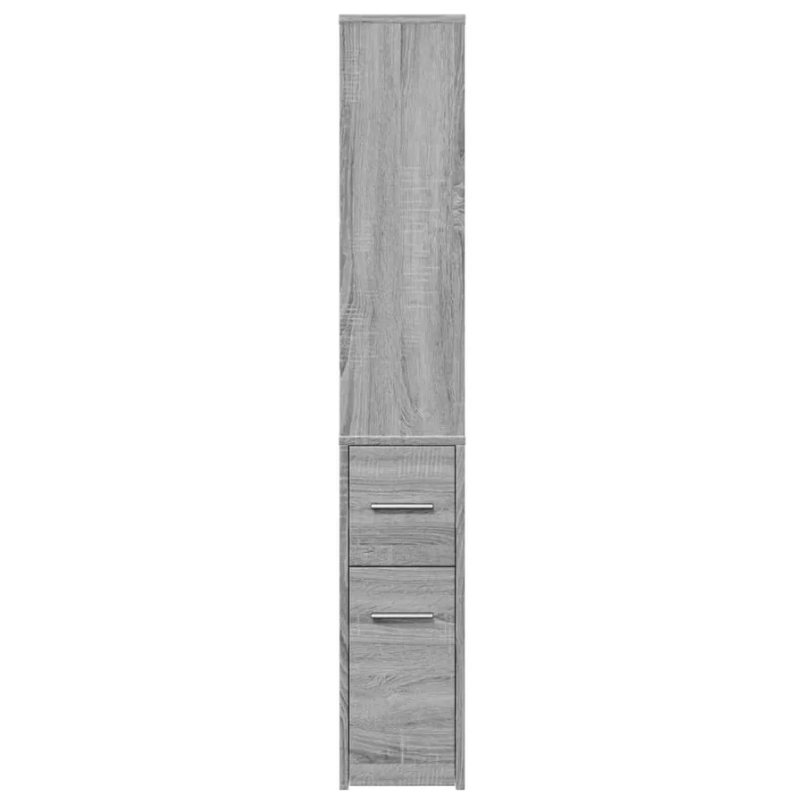 Armoire de salle de bain étroite avec roulettes sonoma gris - 5