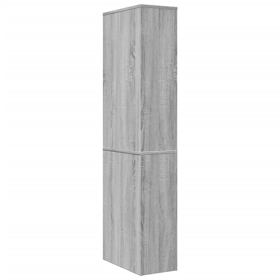 Armoire de salle de bain étroite avec roulettes sonoma gris - 6