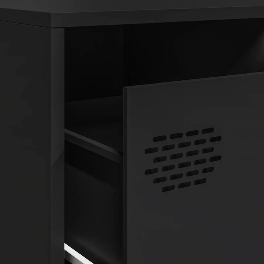 Meuble TV noir 202x39x43,5 cm acier laminé à froid - 9