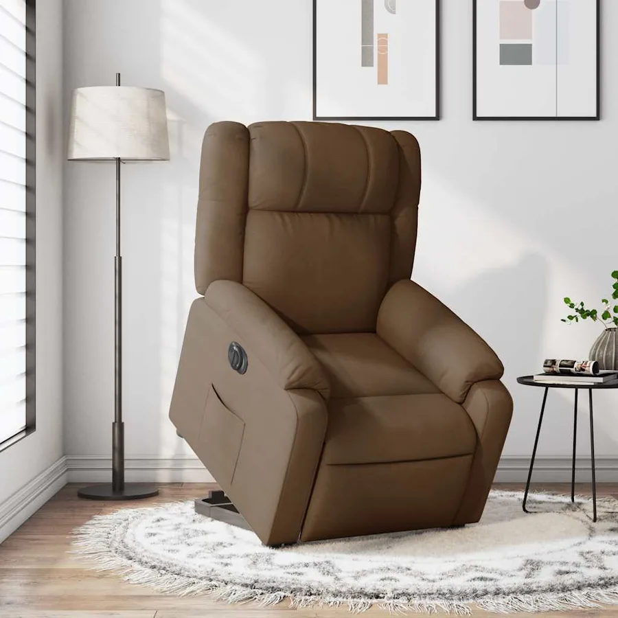 Fauteuil inclinable électrique marron tissu - 15