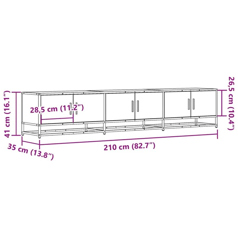 Meuble TV sonoma gris 210x35x41 cm bois d'ingénierie - 10
