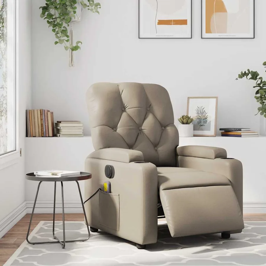 Fauteuil de massage inclinable électrique cappuccino similicuir - 16