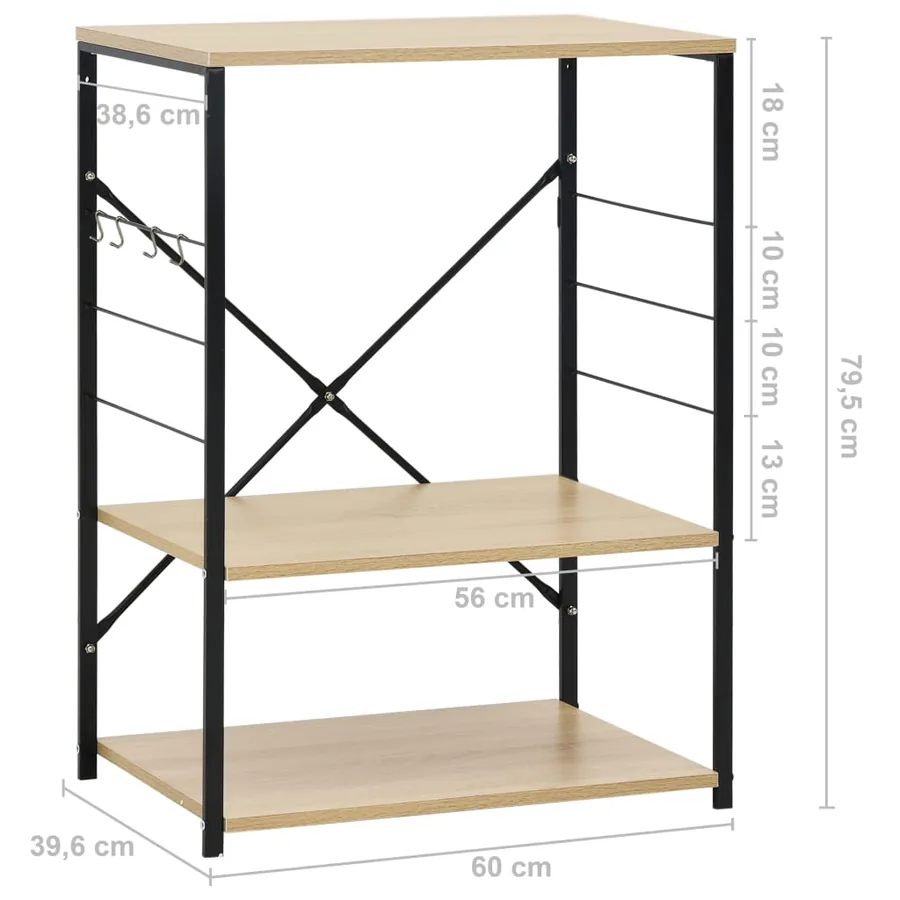 Armoire à micro-ondes noir et chêne 60x39,6x79,5 cm - 8