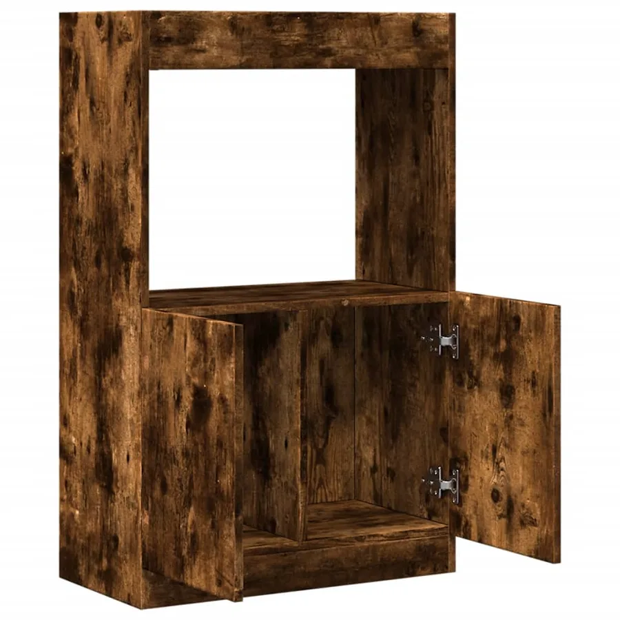 Buffet haut chêne fumé 63x33x100 cm bois d'ingénierie - 8