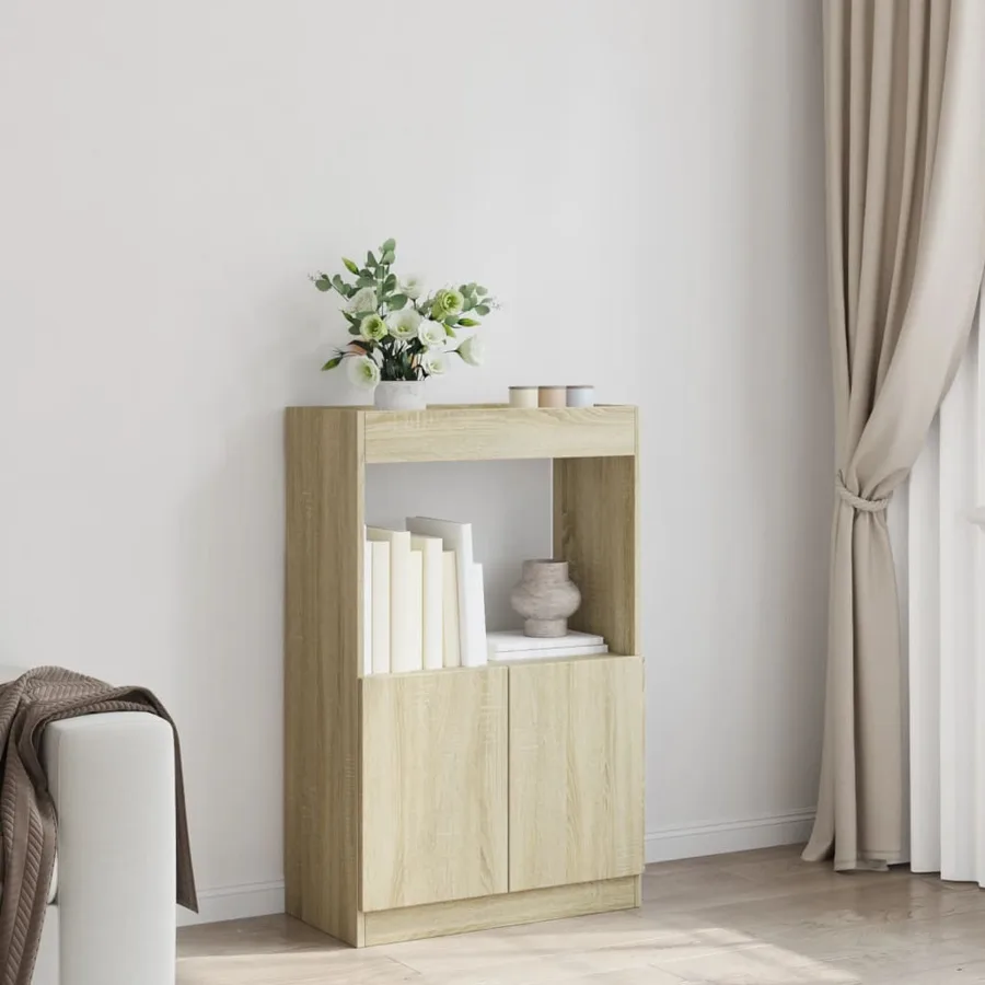 Buffet haut chêne sonoma 63x33x100 cm bois d'ingénierie - 3