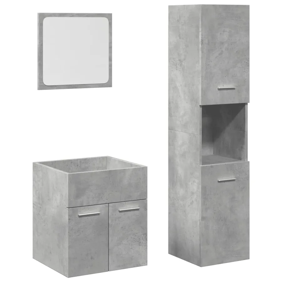 Ensemble de meubles de salle de bain 3 pcs gris béton - 2