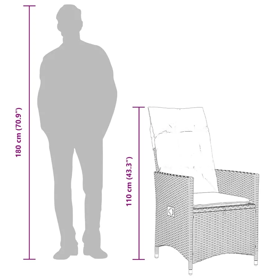 Ensemble à manger de jardin 9pcs coussins noir résine tressée - 13