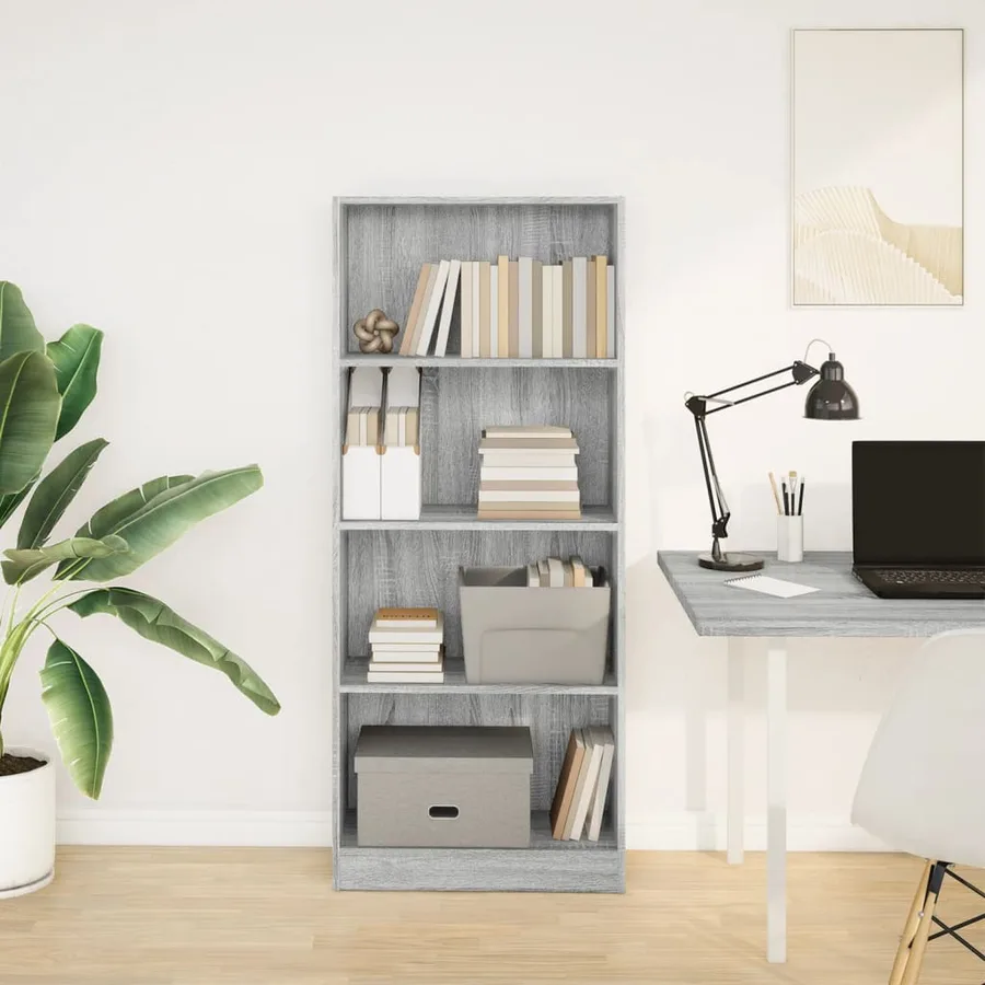 Bibliothèque sonoma gris 60x24x143 cm bois d'ingénierie - 3