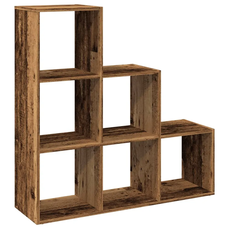 Étagère séparatrice de pièce à 3 niveaux vieux bois 99x29x99 cm - 2