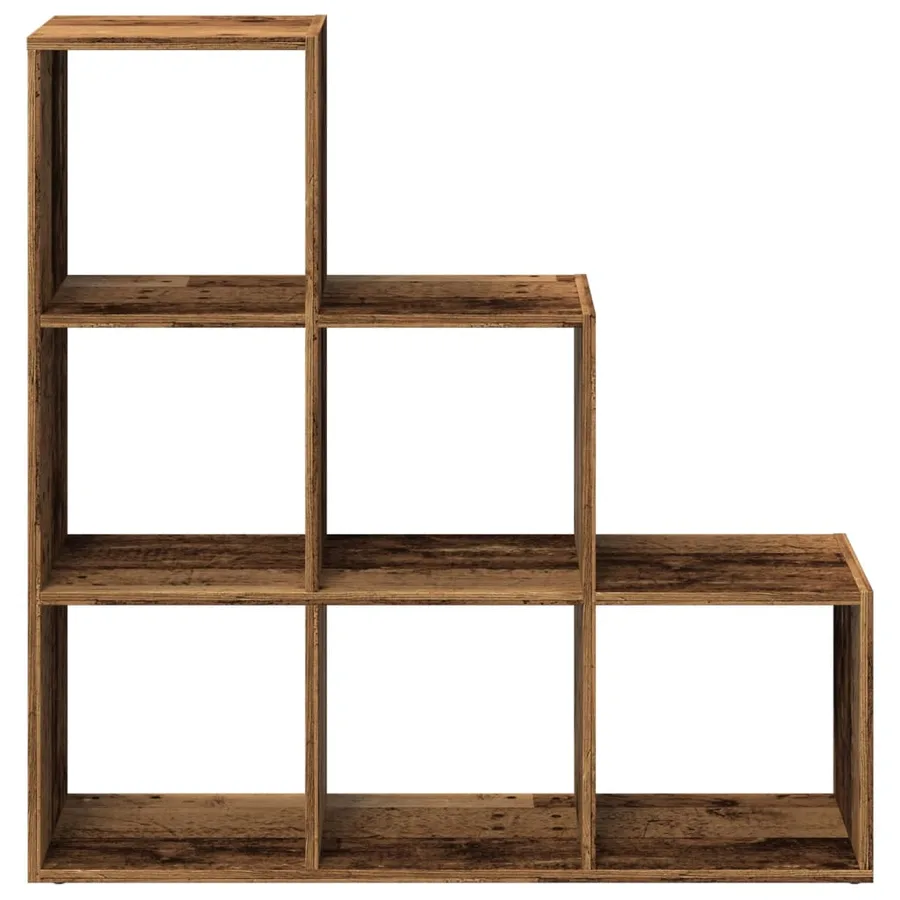 Étagère séparatrice de pièce à 3 niveaux vieux bois 99x29x99 cm - 5