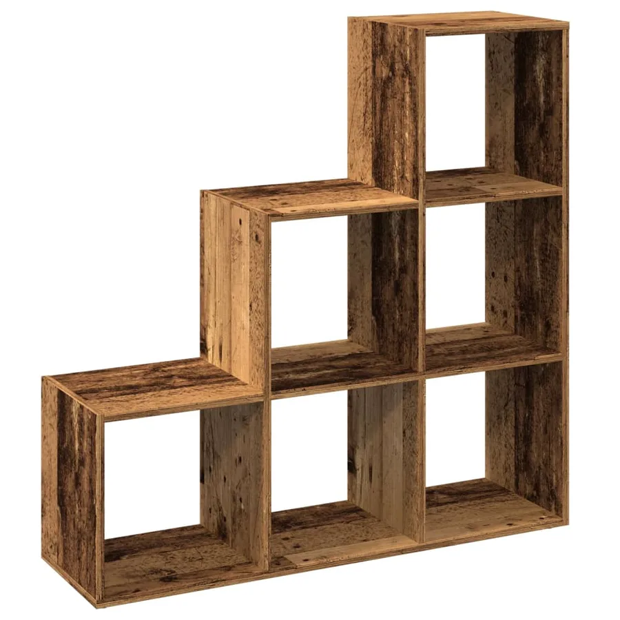Étagère séparatrice de pièce à 3 niveaux vieux bois 99x29x99 cm - 6