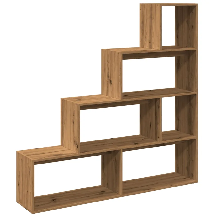 Étagère séparatrice de pièce à 4 niveaux chêne artisanal - 7