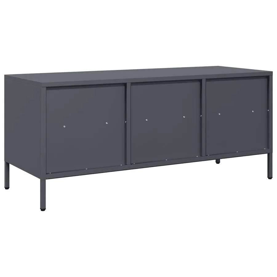 Meuble TV anthracite 101,5x39x43,5 cm acier laminé à froid - 7