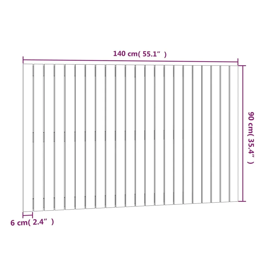 Tête de lit murale Gris 140x3x90 cm Bois massif de pin - 8