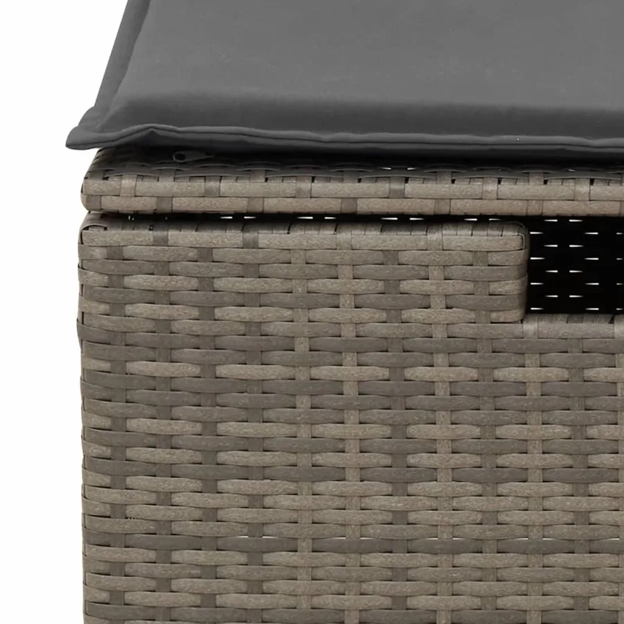 Salon de jardin 6 pcs avec coussins gris résine tressée - 11