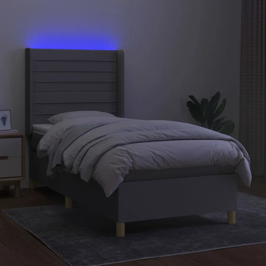 Sommier à lattes de lit matelas LED Gris clair 80x200cm Tissu - 3