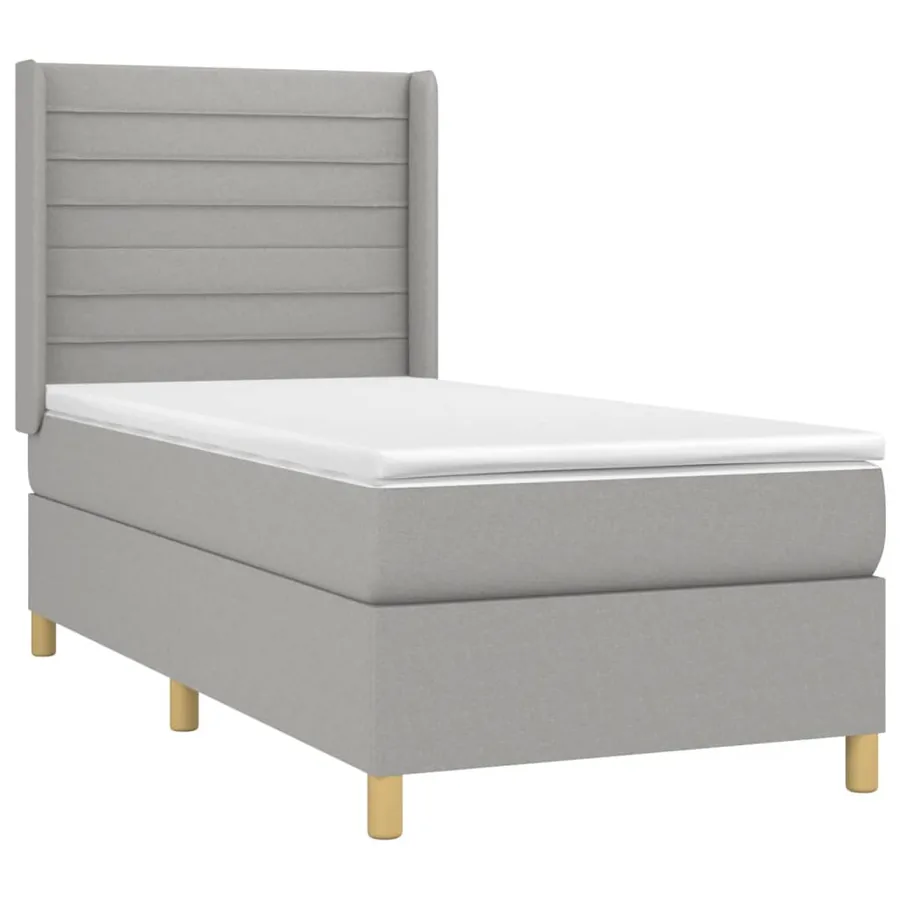 Sommier à lattes de lit matelas LED Gris clair 80x200cm Tissu - 4