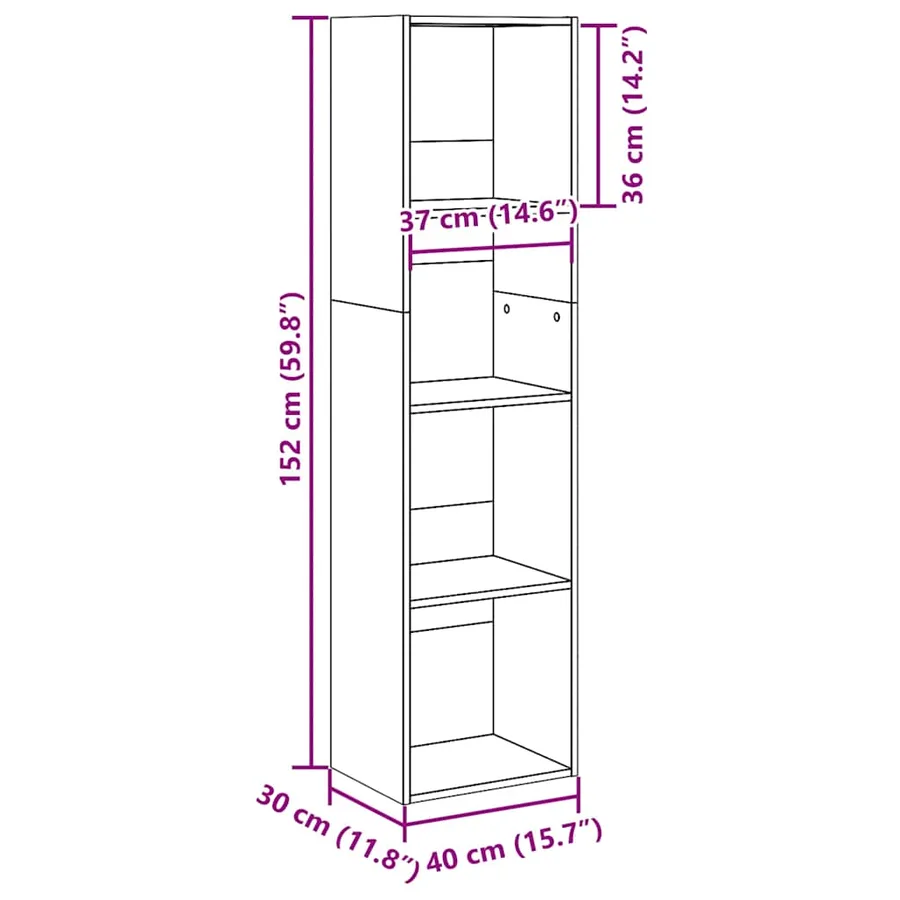 Bibliothèque vieux bois 40x30x152 cm bois d'ingénierie - 8