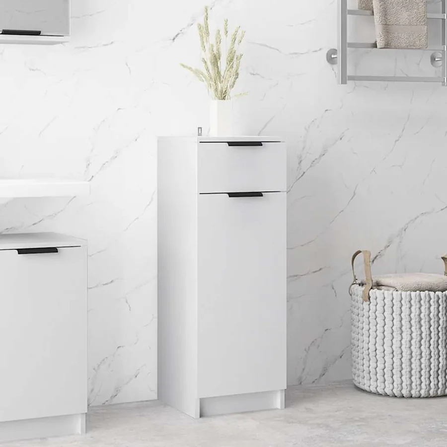 Armoire de salle de bain blanc 32x33,5x90 cm bois d'ingénierie