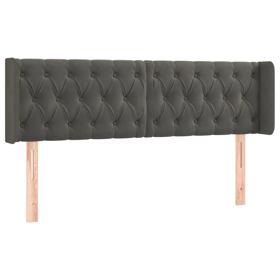 Tête de lit avec oreilles Gris foncé 163x16x78/88 cm Velours - 2