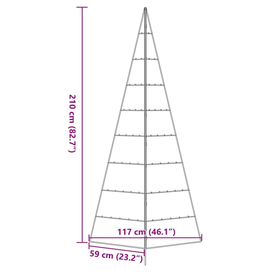 Arbre de Noël en métal pour décoration noir 210 cm - 7