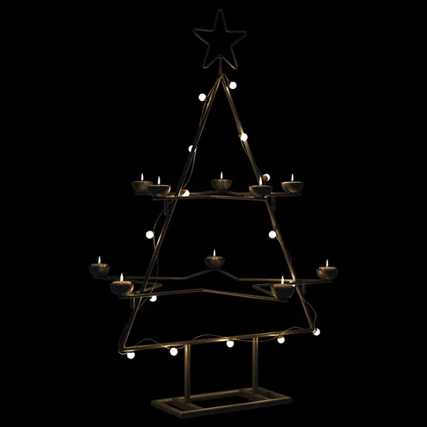 Arbre de Noël en métal pour décoration noir 75 cm