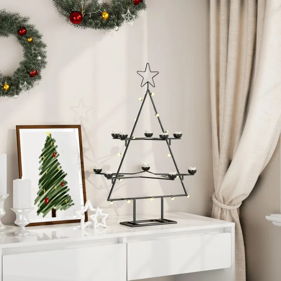 Arbre de Noël en métal pour décoration noir 75 cm - 3