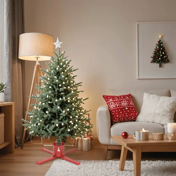 Support de sapin de Noël rouge 61x61x15,5 cm
