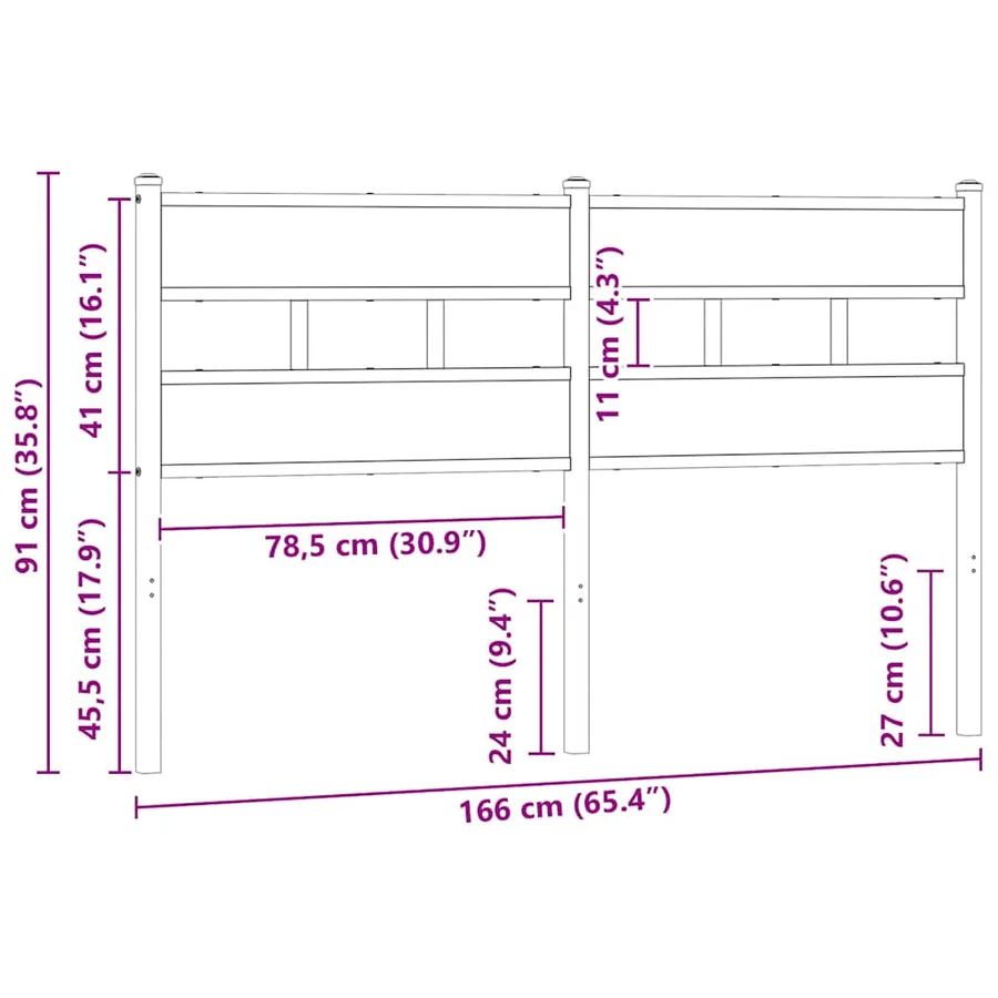 Tête de lit de remplacement chêne sonoma 160 cm fer et bois d’ingénierie - 6