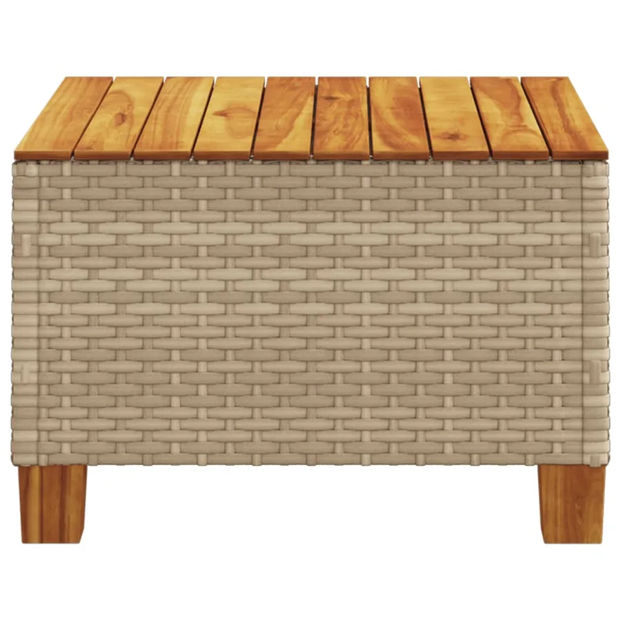 Table de jardin beige 55x55x36 cm résine tressée et bois acacia - 5