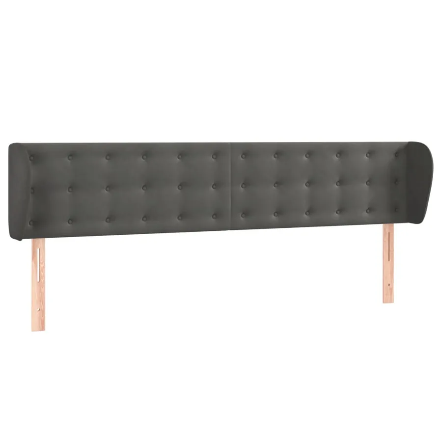Tête de lit avec oreilles Gris foncé 203x23x78/88 cm Velours - 2