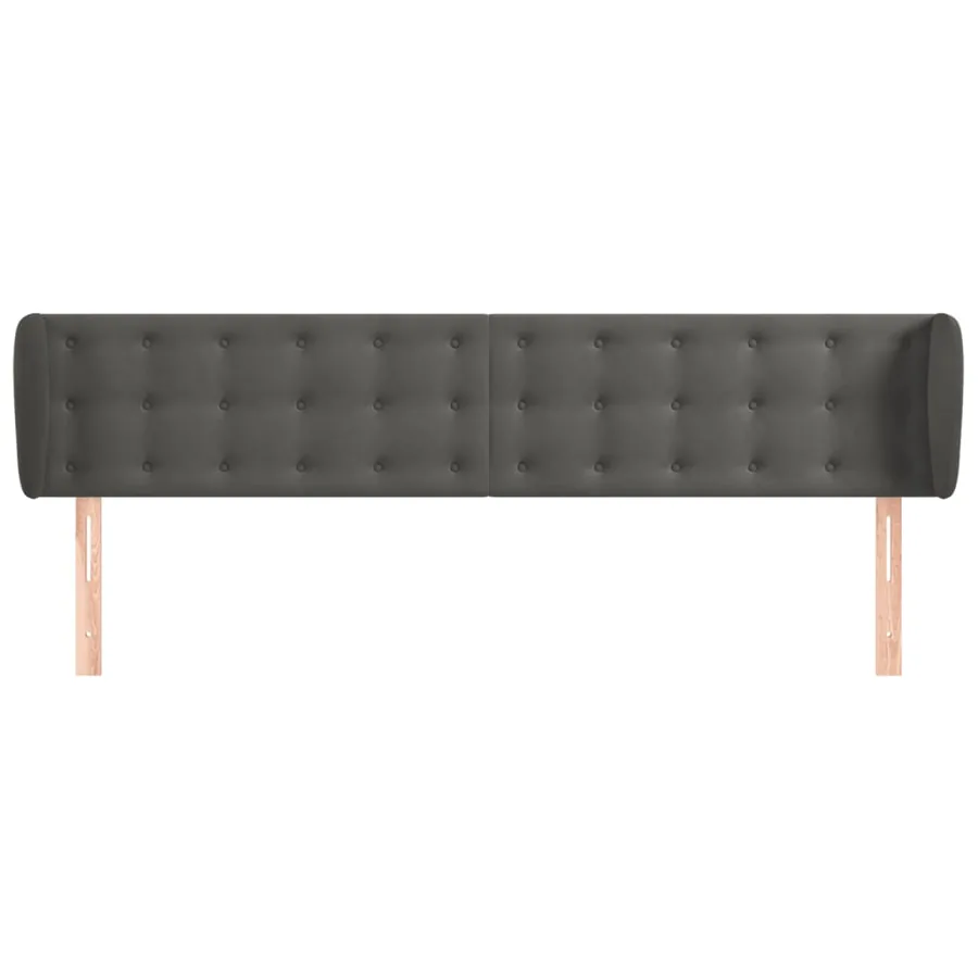 Tête de lit avec oreilles Gris foncé 203x23x78/88 cm Velours - 3