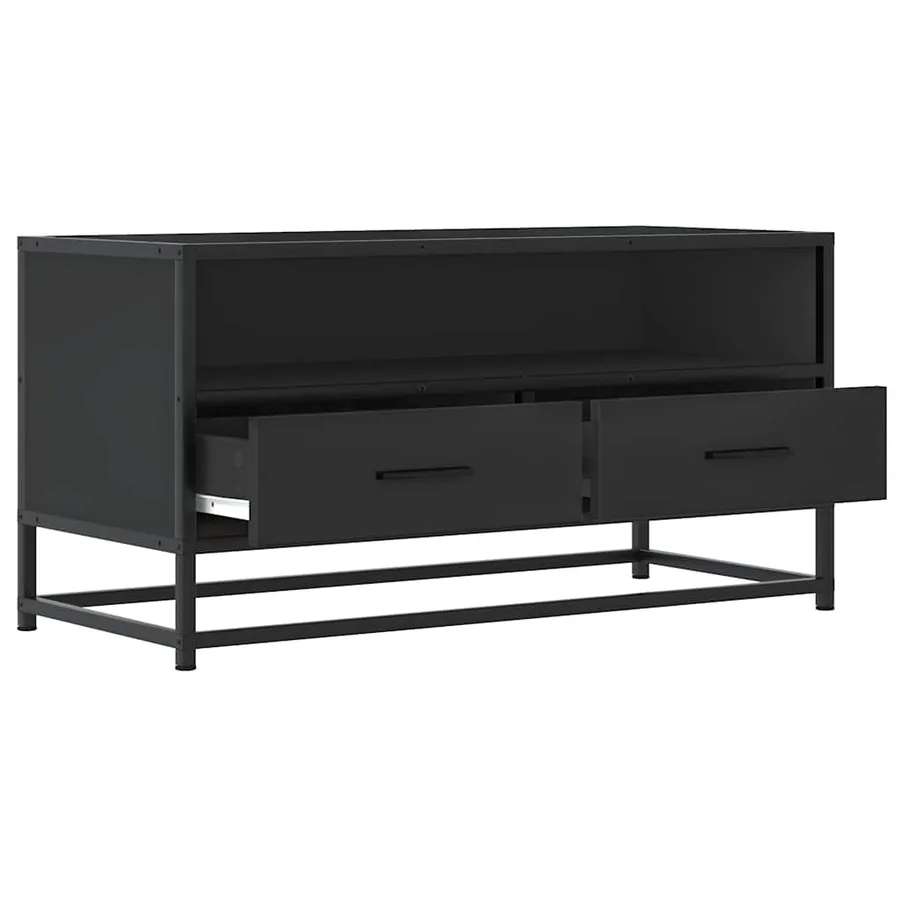 Meuble TV noir 80x34,5x40 cm bois d'ingénierie et métal - 7