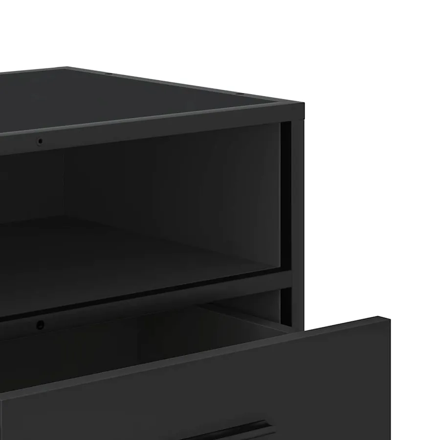 Meuble TV noir 80x34,5x40 cm bois d'ingénierie et métal - 8