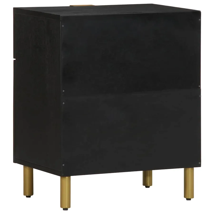Table de chevet noir 50x33x60 cm bois d'ingénierie - 5