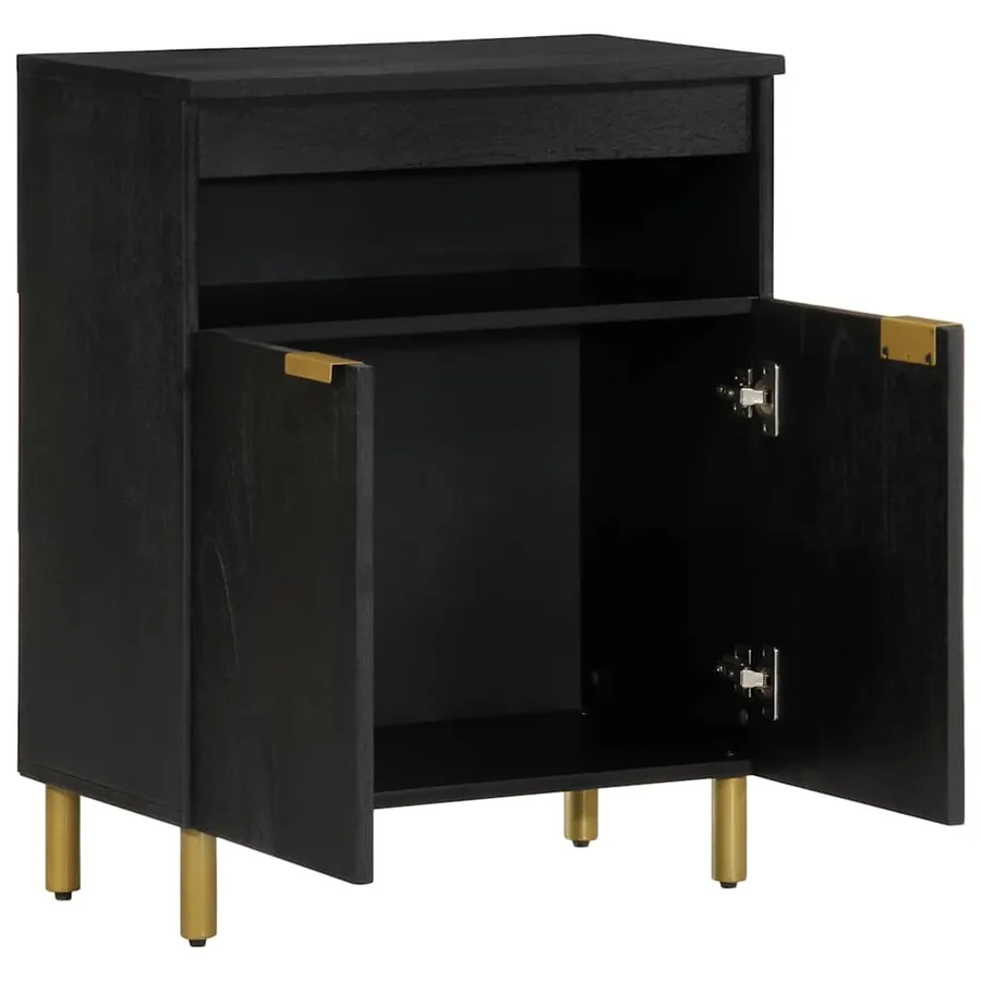 Buffet noir 60x33x75 cm bois d'ingénierie - 2