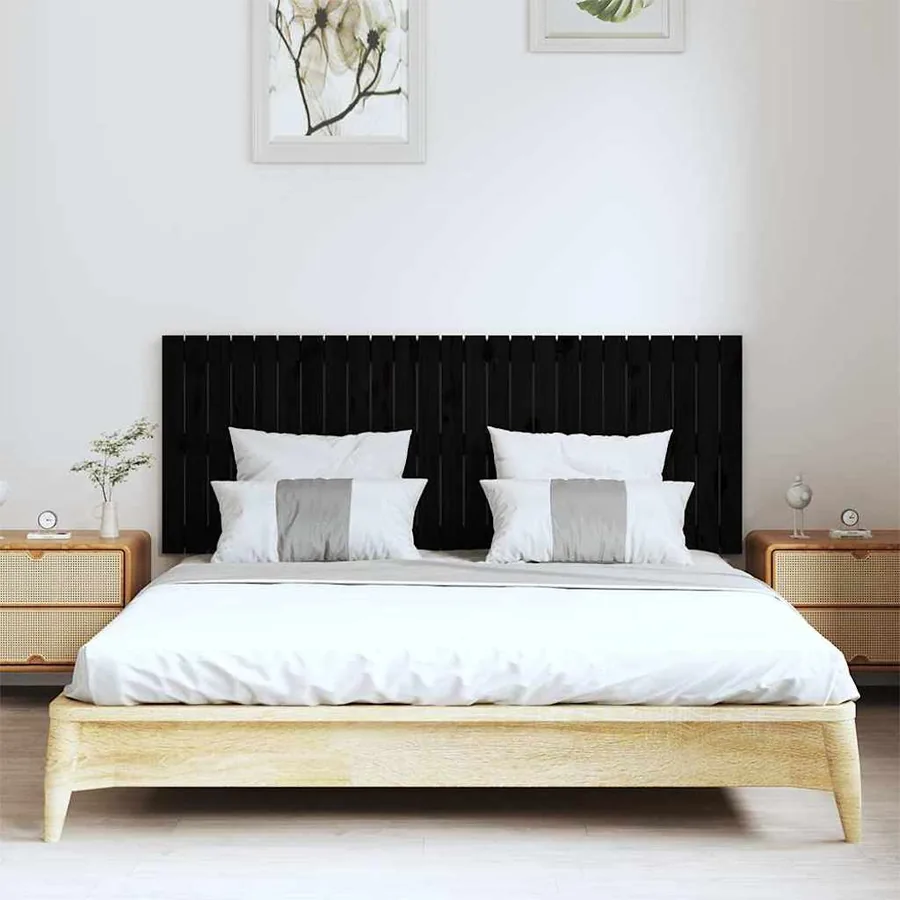 Tête de lit murale Noir 159,5x3x60 cm Bois massif de pin - 3
