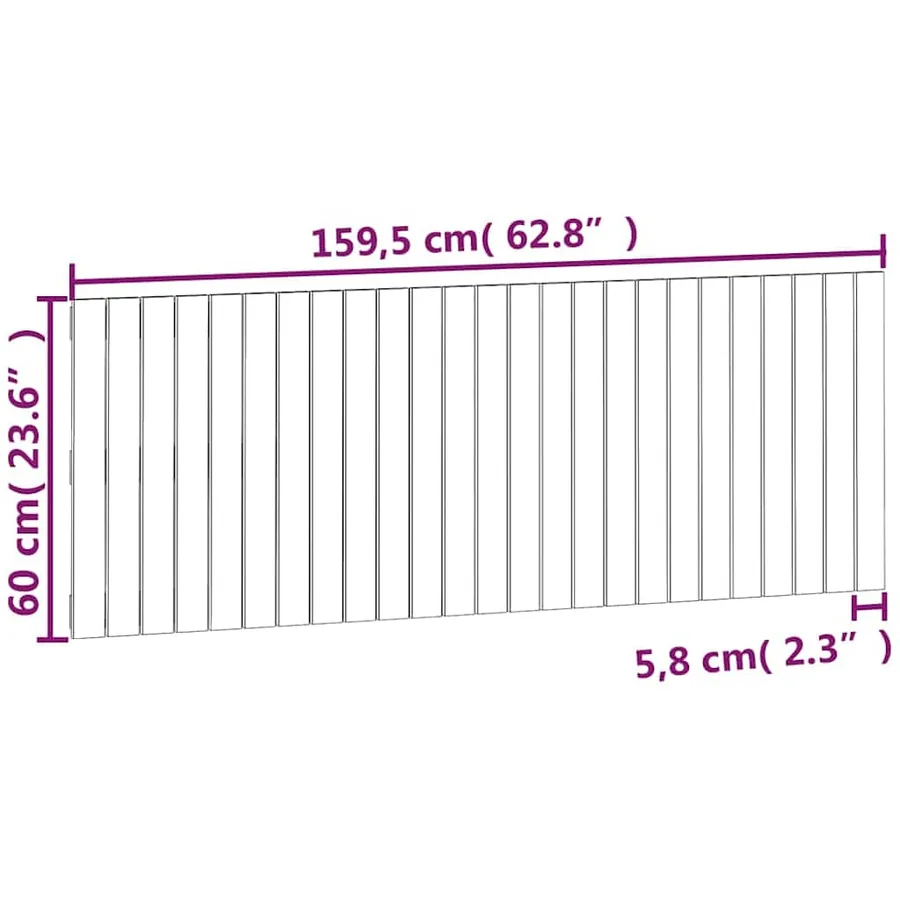 Tête de lit murale Noir 159,5x3x60 cm Bois massif de pin - 8