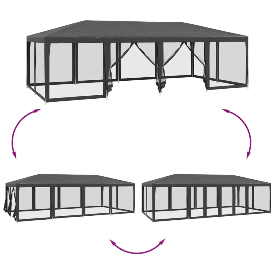 Tente de fête avec 12 parois latérales maille anthracite 8x4 m - 6