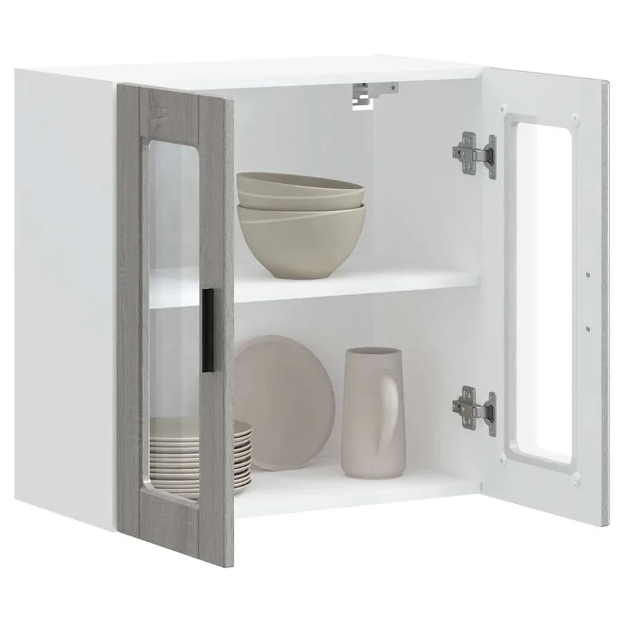 Armoire murale de cuisine avec porte en verre Porto sonoma gris - 3