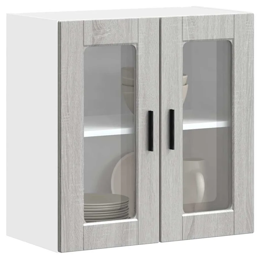 Armoire murale de cuisine avec porte en verre Porto sonoma gris - 4