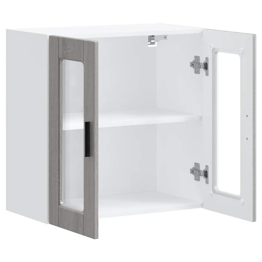 Armoire murale de cuisine avec porte en verre Porto sonoma gris - 5