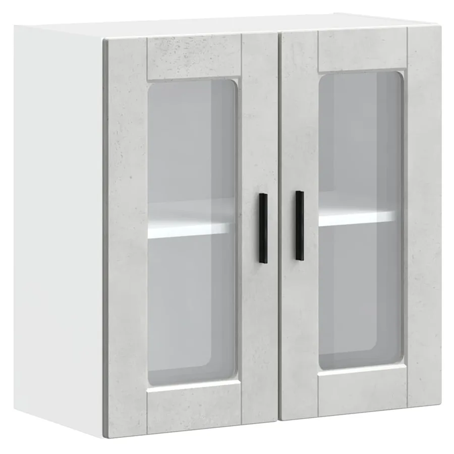 Armoire murale de cuisine avec porte en verre Porto gris béton - 2