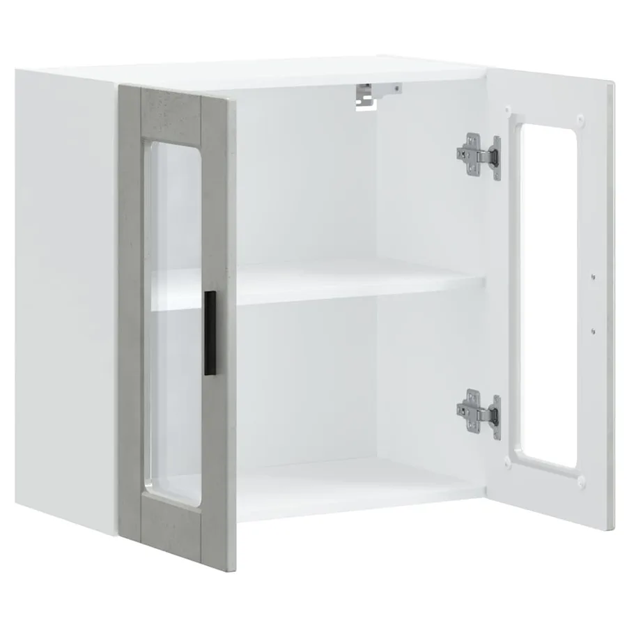 Armoire murale de cuisine avec porte en verre Porto gris béton - 5